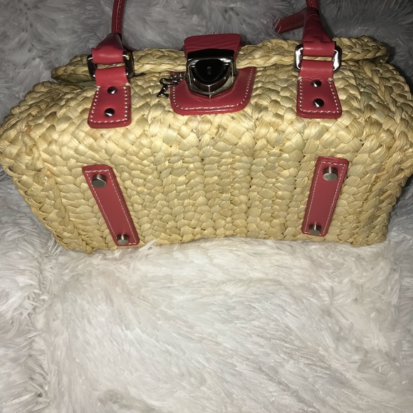 Ann Taylor Straw Purse With Pink Details - Picture 3 of 6